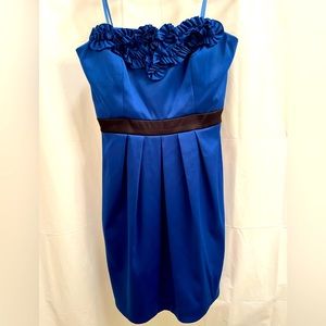 Max & Cleo strapless blue and black dress.  Size 10